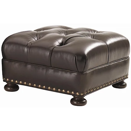 Elle Leather Upholstered Ottoman with Tufted Top